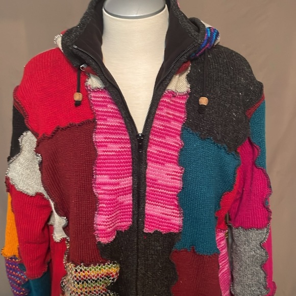 ❤️BOHO Hippy Wool Patchwork Jacket, Shop O holic Fashion. With detachable hood. - Picture 2 of 12